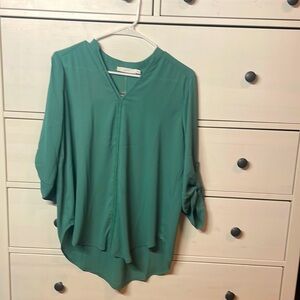 Lush - Warren Lattice Detail Blouse - Teal Green